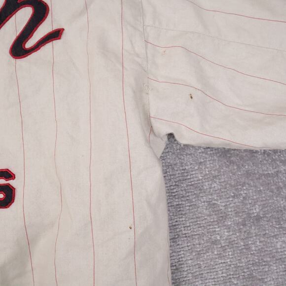 Vintage 90s Mirage Cuban Giants Baseball Large Beige Bomber Jacket - Picture 14 of 14